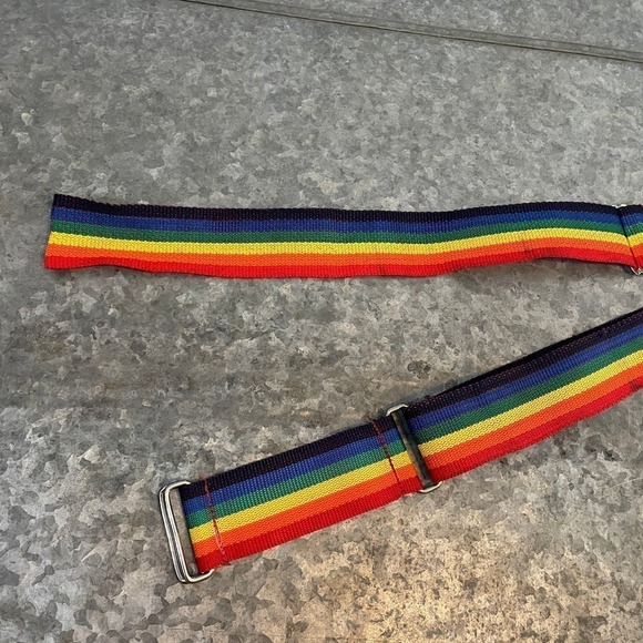 Rainbow Suspenders and Belt One Size Adjustable Vintage Retro 70s Smiley Face - Picture 8 of 9